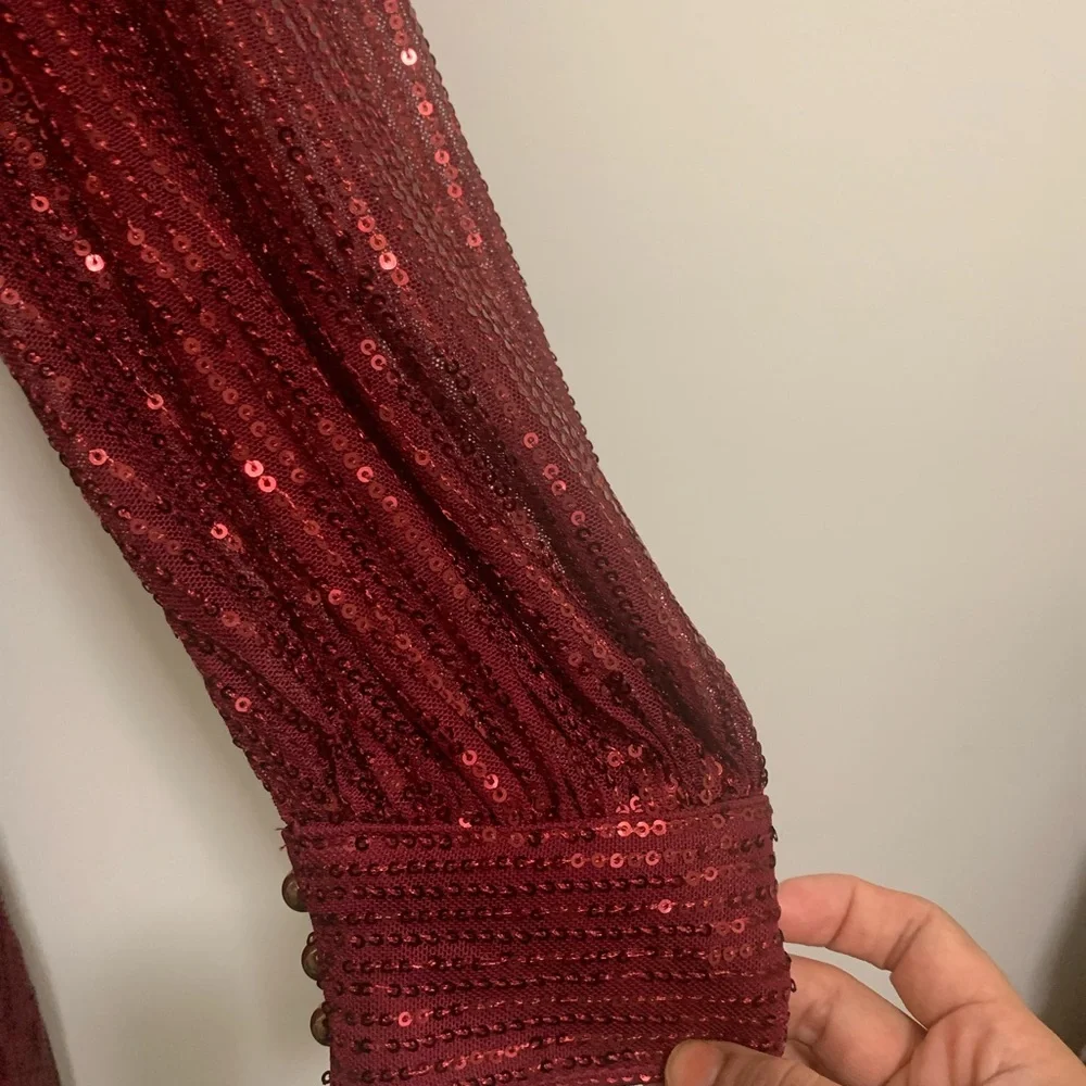 Elegant Red Sequin Gown - Picture 6 of 8